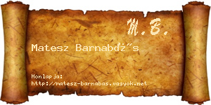 Matesz Barnabás névjegykártya